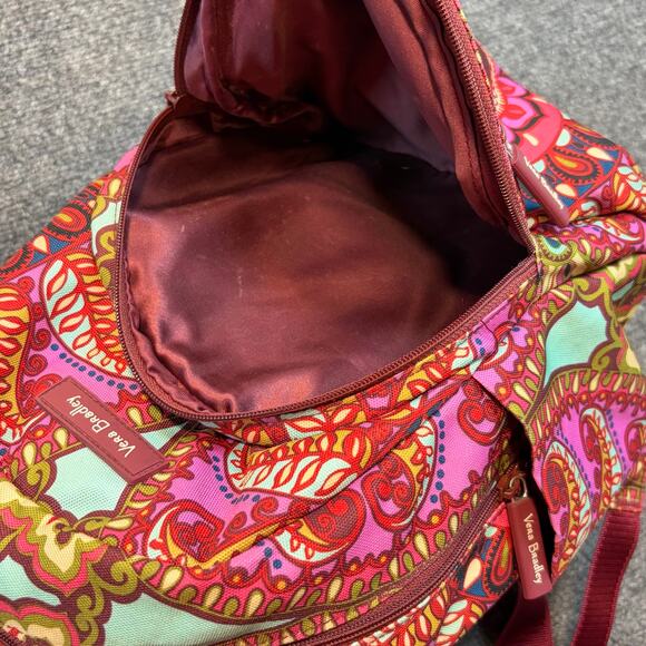 Vera Bradley Lilli Bell Nylon Campus Backpack Pink Orange Paisley Floral Bookbag